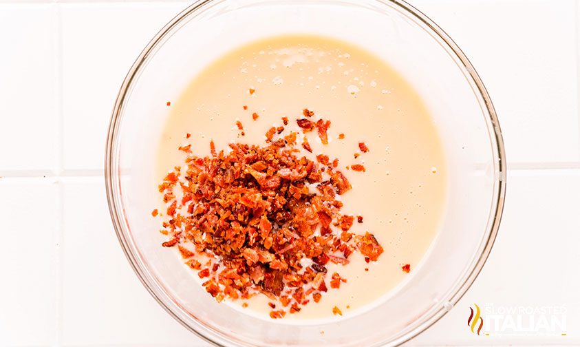 maple bacon ice cream mixture in a bowl