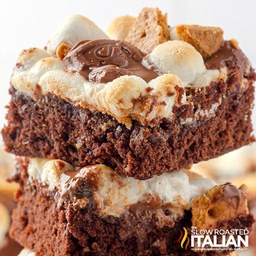 ultimate smores brownies stacked