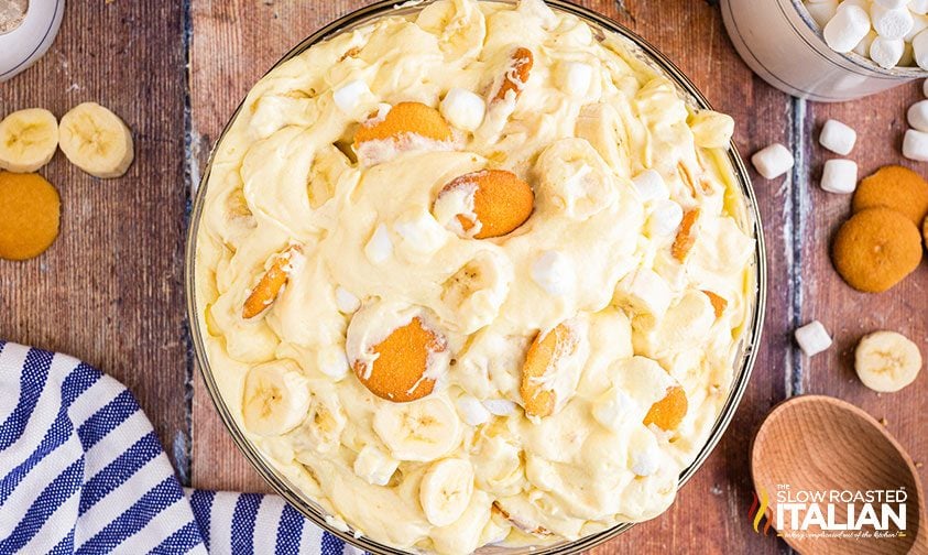 banana cream cheese dessert in bowl