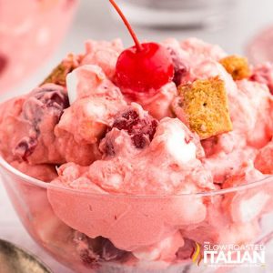 closeup of cheery pie cheesecake salad