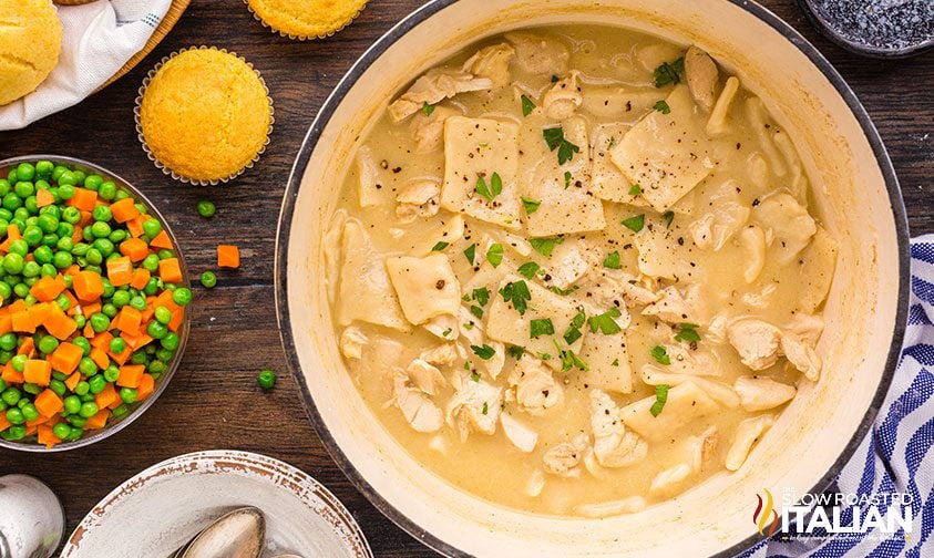 cracker barrel chicken and dumplings in a dutch oven