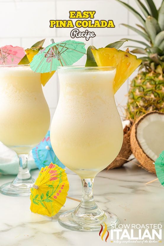 titled image collage for easy pina colada recipe