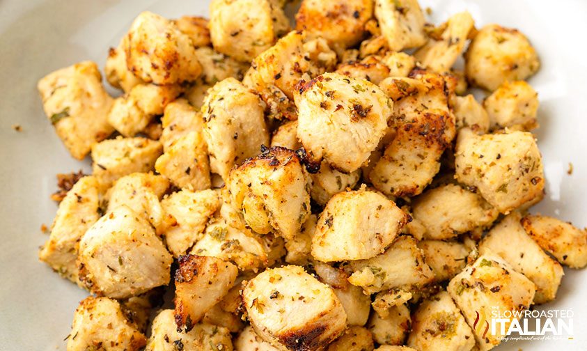 lemon chicken bites, close up