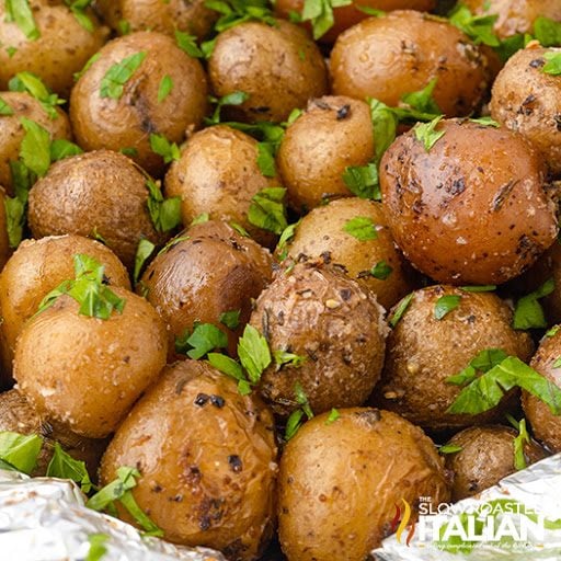 potatoes on the grill in foil