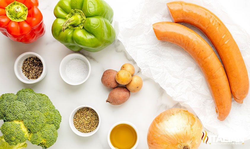 ingredients on counter for easy air fryer dinner recipe