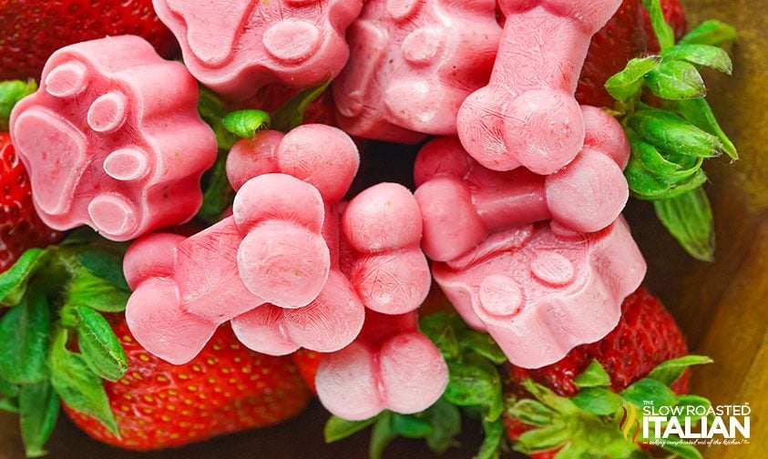 frozen dog treats with strawberries