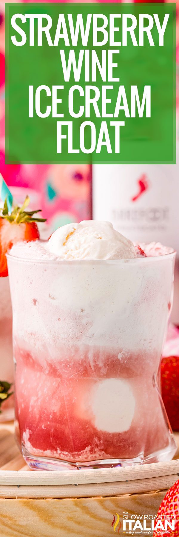 Strawberry Wine Ice Cream Float close up