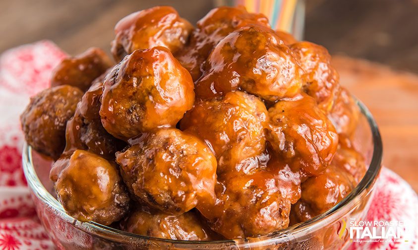 bowl of hawaiian meatballs