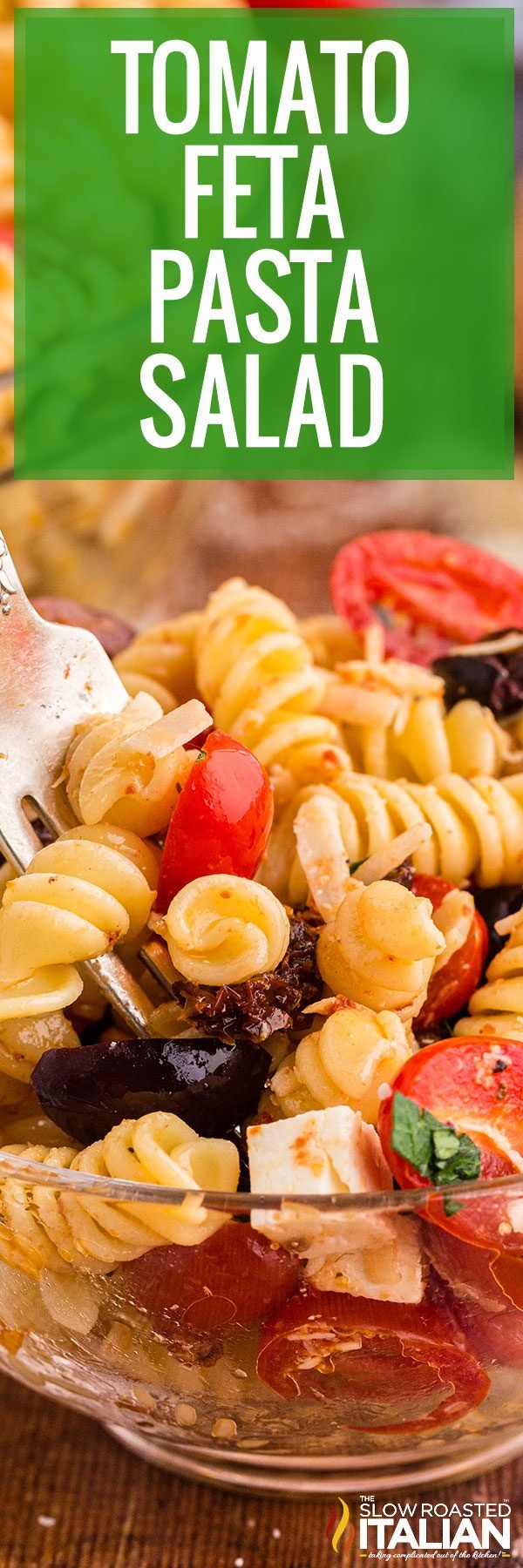 titled collage for feta pasta salad recipe