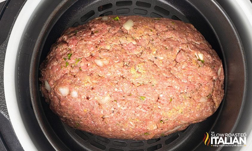 meatloaf recipe in basket of air fryer
