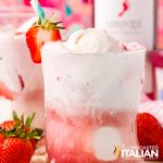 strawberry wine float in glass