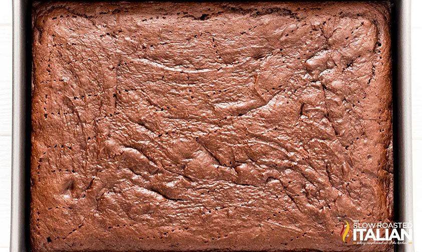 baked chocolate sheet cake in pan