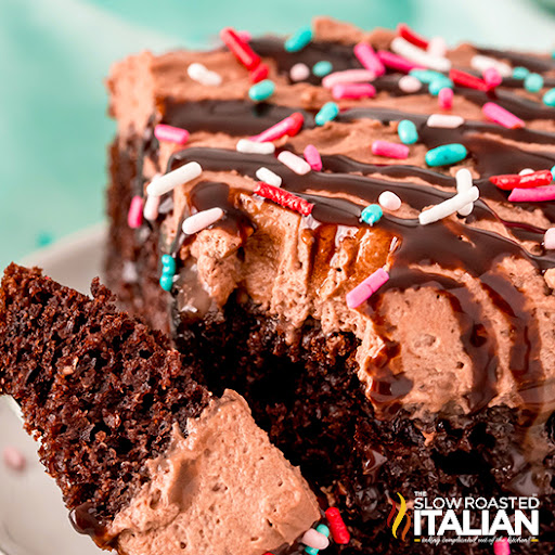 frosting chocolate cake with sprinkles