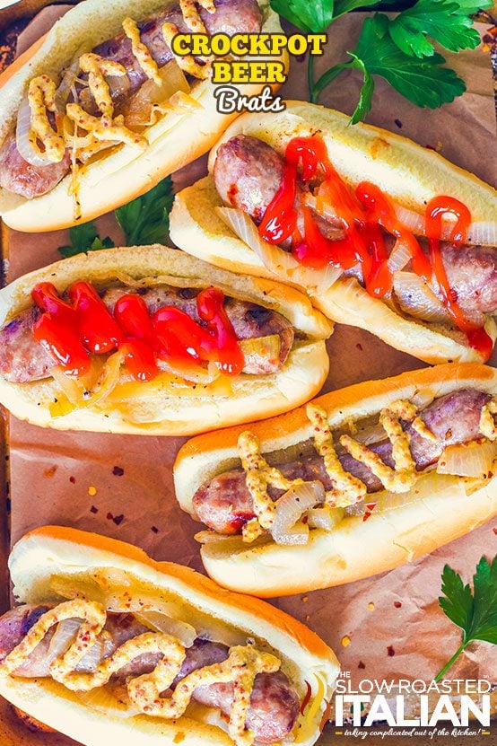 Slow Cooker Beer Brats Recipe with Onions + Video