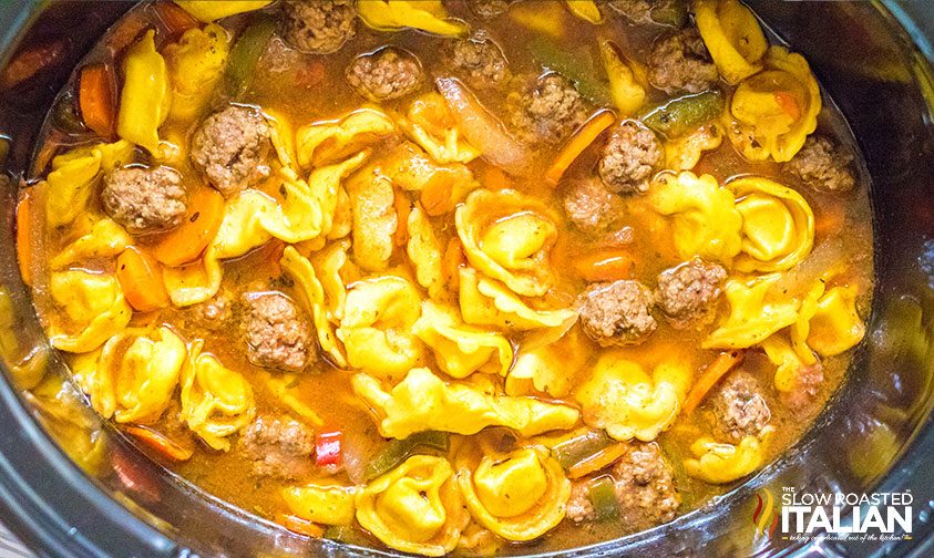 meatball tortellini soup in crockpot