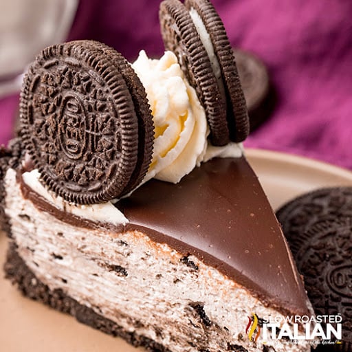 slice of no bake oreo cheesecake