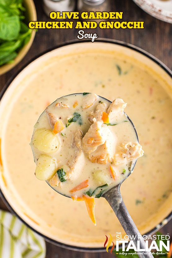 spoonful of soup over a pot with the soup