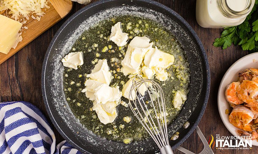 butter and garlic in a skillet