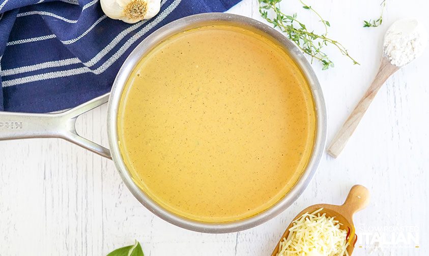 creamy pumpkin sauce in saucepan