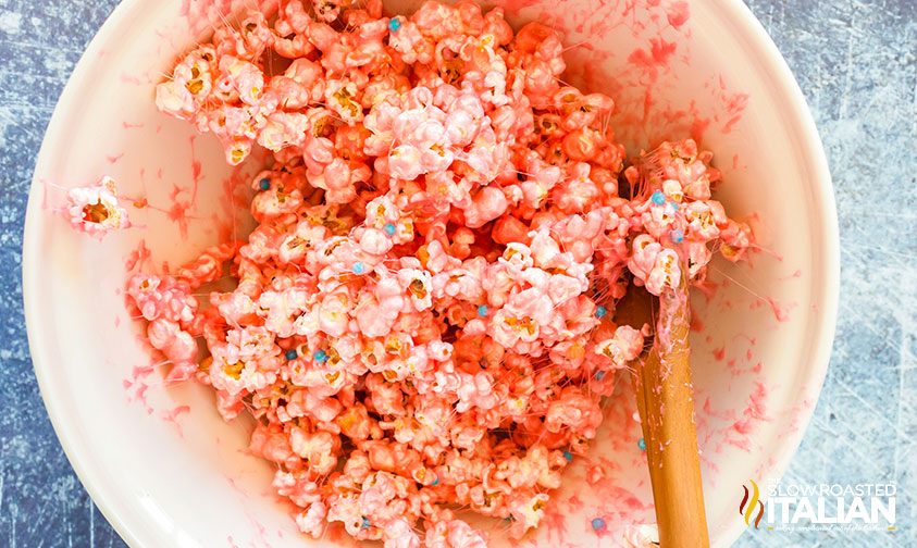 popcorn balls mixture in a bowl