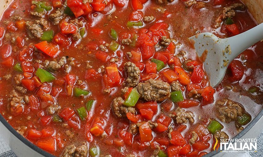 stuffed pepper soup in dutch oven