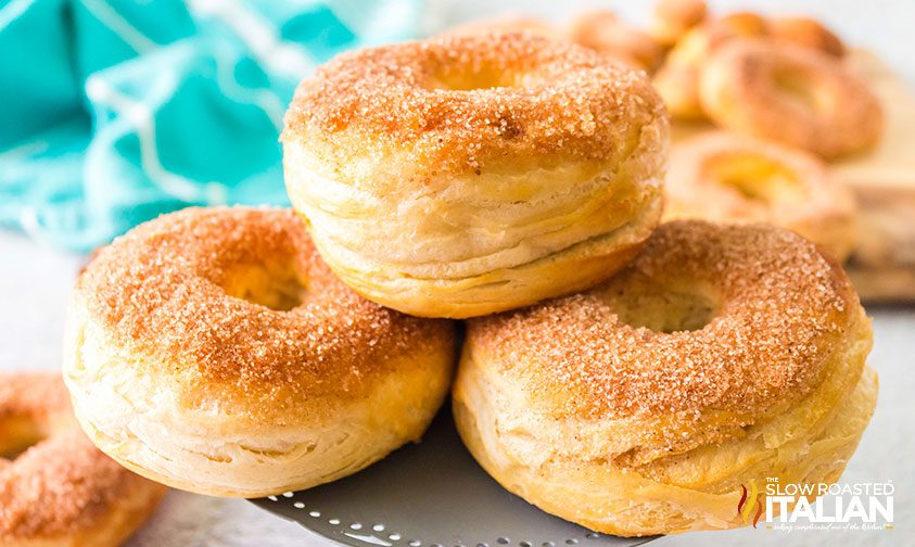 stack of cinnamon sugar doughnuts