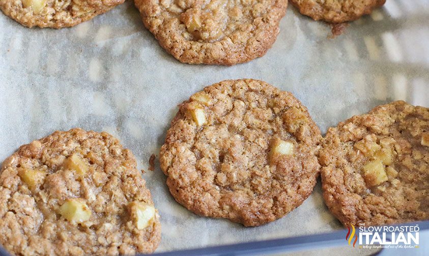 air fryer oatmeal cookies on parchment paper