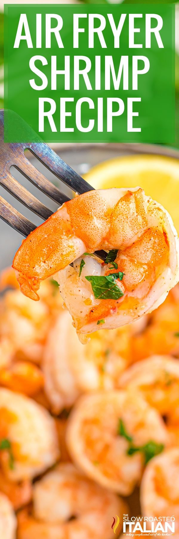 titled collage for shrimp in air fryer