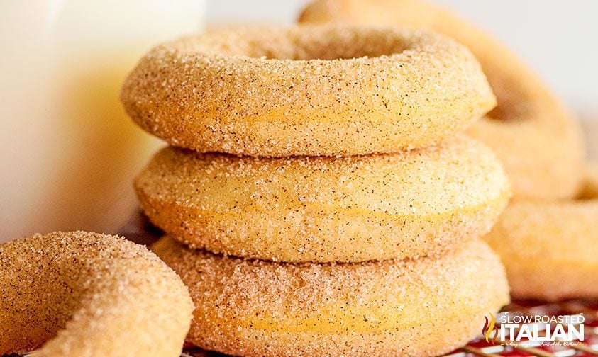 cinnamon sugar donuts stacked