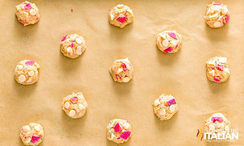 circus animal cookies unbaked on cookie sheet