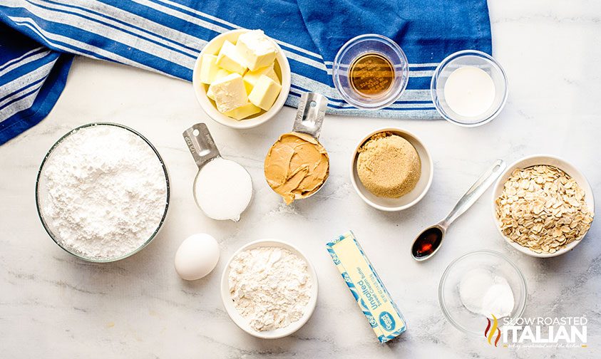 ingredients for homemade peanut butter cookies