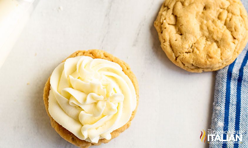 assembling peanut butter sandwich cookies