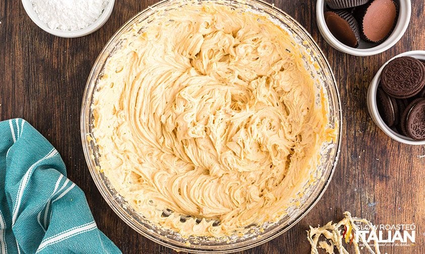 peanut butter fluff mixture in bowl