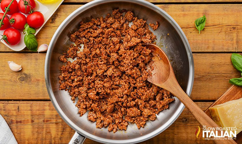 ground sausage in skillet