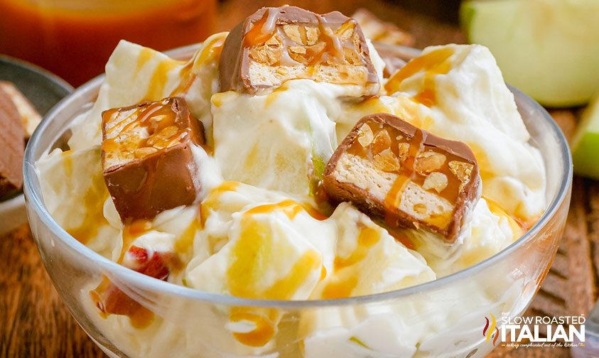 Snickers Apple Salad in a small bowl