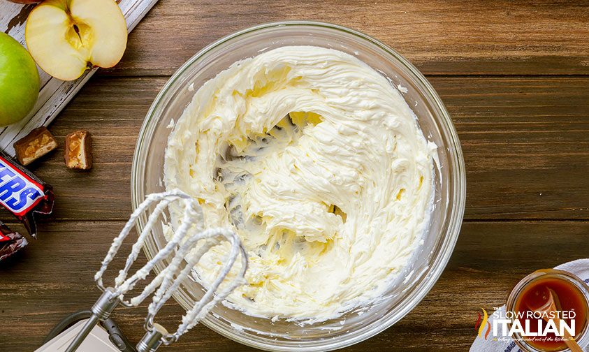 whipping cream cheese in bowl
