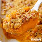 spoon full of sweet potato casserole