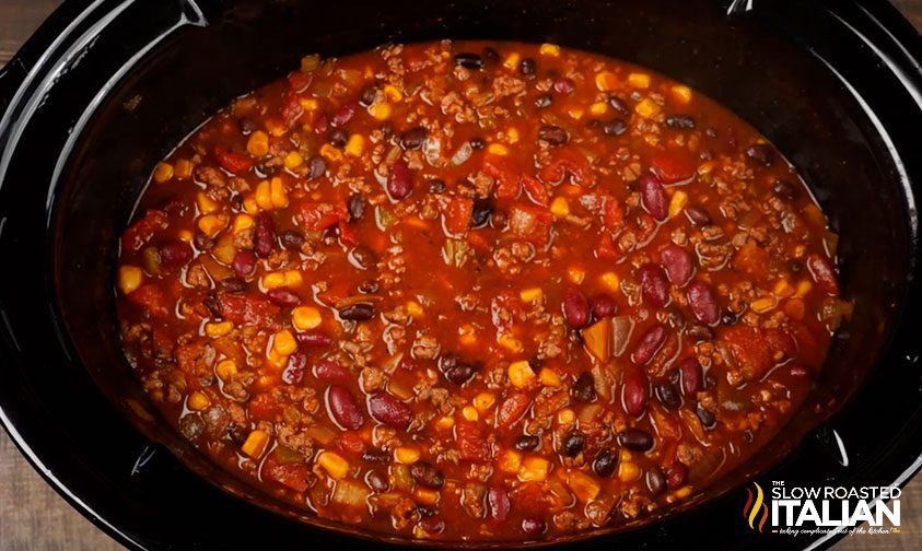 crockpot taco soup in slow cooker