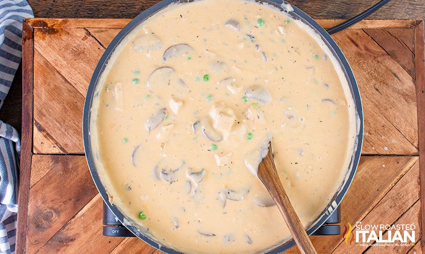 turkey casserole sauce in a skillet