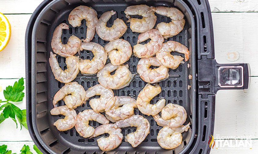 air fried shrimp in air fryer basket