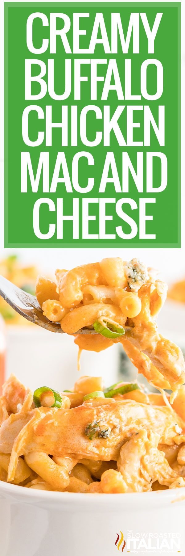 titled collage for buffalo chicken mac and cheese recipe