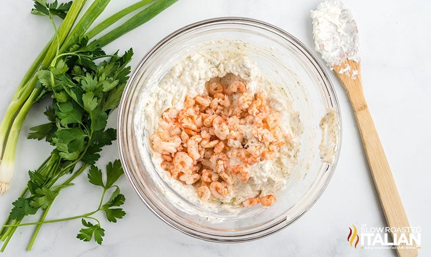 shrimp dip mixture in a bowl