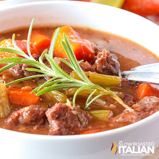 bowl of stew with vegetables