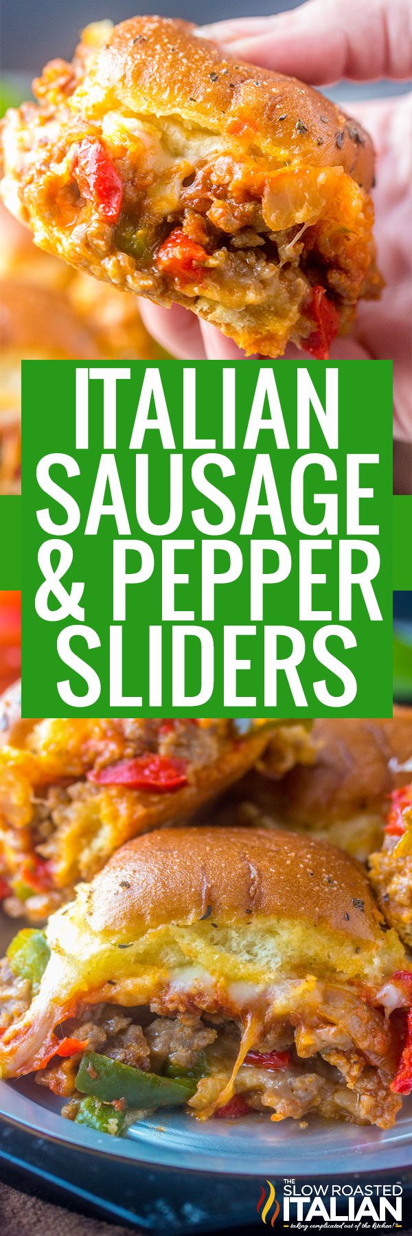 titled collage for sausage and peppers recipe