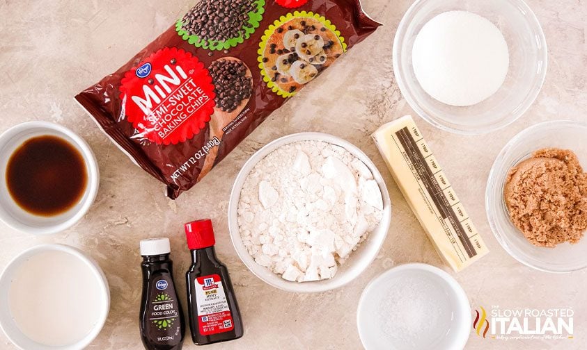ingredients on counter for cookie dough dip recipe
