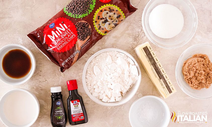 ingredients on counter for cookie dough dip recipe