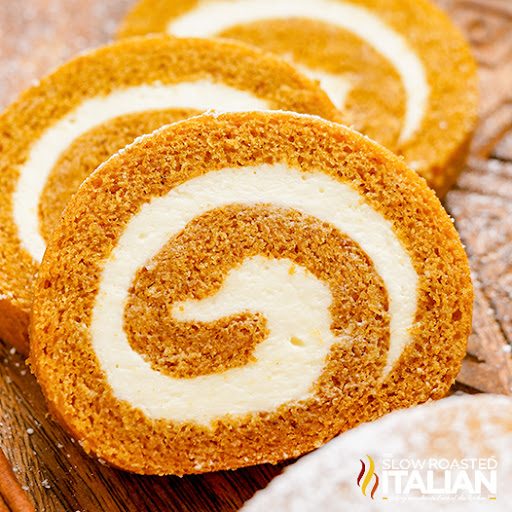 pumpkin roll cake sliced