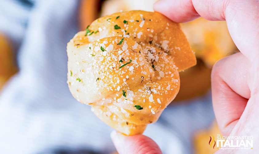 air fryer garlic knots, close up