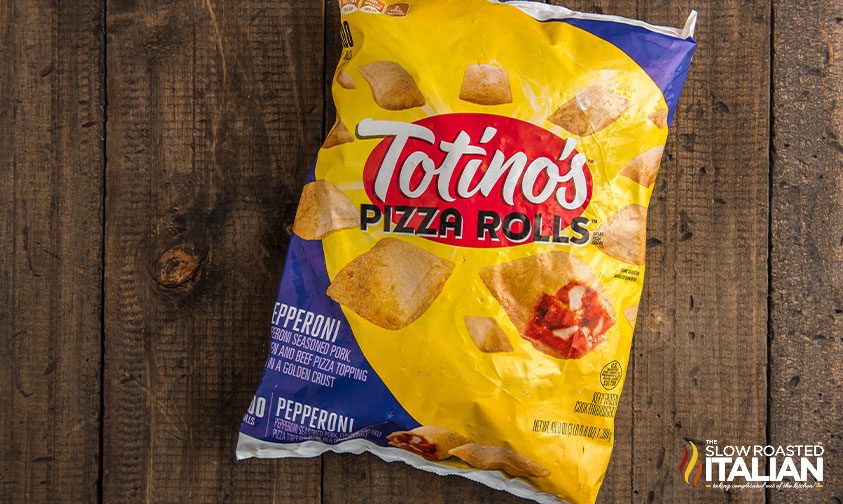 bag of Totino's frozen pizza rolls