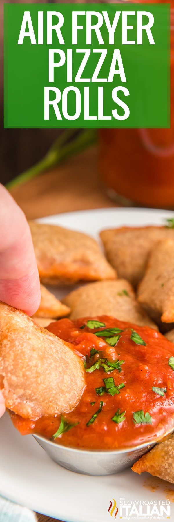 air fryer pizza rolls closeup